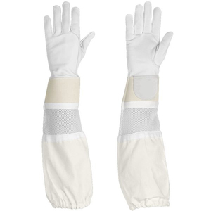 Guantes de Apicultura de Manga Larga, Resistentes a Picaduras de Abeja, de Lona y Cuero Vacuno en Toda la Palma, para Protección y Seguridad - Product Image 1