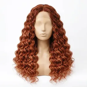 Long Reddish Curly <b>Full</b> <b>Lace</b> <b>Wig</b> With Baby Hair Swiss <b>Lace</b> Base Remy Human Hair Customize Size - Product Image 2