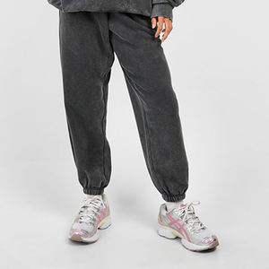 Women's <b>Charcoal</b> Grey Wash Oversized Hooded Sweatshirt & Cuffed <b>Jogger</b> Pants Solid Eco-Friendly Tracksuit Set Activewear Outfit - Product Image 6