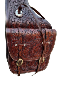 Premium Quality <b>Leather</b> Western <b>Tooled</b> Hand Saddle Bag for Horse Handmade Genuine <b>Leather</b> Equestrian Trail Riding Storage Bag - Product Image 3