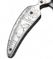 Couteau pliant en acier Damas Iron Crown Forge DIY OEM avec manche en alliage métallique, lame droite, ouverture par bouton de pouce, pour le camping