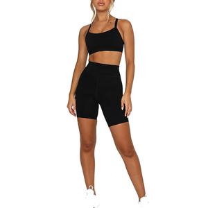 Short de sport pour femmes, vêtement de sport, taille haute, noir, vente en gros - Product Image 2