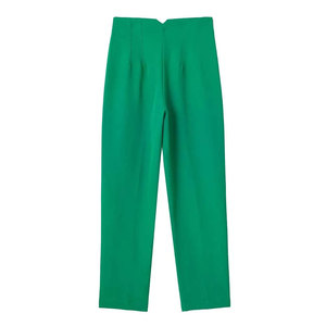 Pantalones anchos de estilo urbano con etiqueta tejida informal de nuevo diseño, pantalones holgados de algodón y lino para mujer, talla grande - Product Image 2