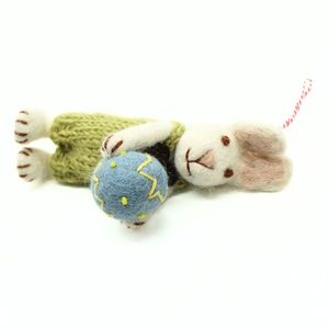 Handmade Knitted <b>Easter</b> Bunny Ornament Holding Blue Egg Green Suit Cute Animal Decor Hanging <b>Tree</b> <b>Decoration</b> - Product Image 2