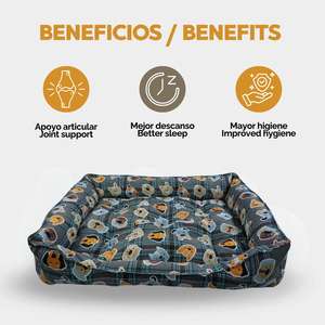 Cama para Perro de Lona con Diseño de Cachorro Yommy, Semi-Impermeable, con Tamaños M 64x48x18 cm, L 76x63x21 cm, XL 100x78x23 cm - Product Image 6