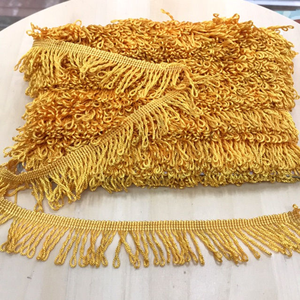 Frange décorative en fil doré tressé, bordure à pompons personnalisable, légère, 100% polyester, pour rideaux, vêtements, maison - Product Image 1