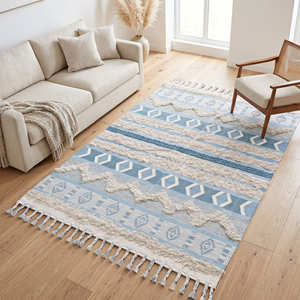 Tapis Bohème Gris Tissé à la Main en Coton et Laine – Textile de Maison Bohème à Prix Abordable – Vente en Gros de Tapis de Sol - Product Image 4