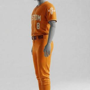 Ensemble uniforme de baseball pour adultes, pour hommes, manches courtes, avec logo blanc, col rond, 100% polyester, coupe régulière, fermeture à boutons - Product Image 5