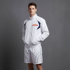 Ensemble streetwear deux pièces coupe-vent sur mesure pour homme grande taille, 100 % coton, imprimé uni, respirant, pour l'été - Product Image 1