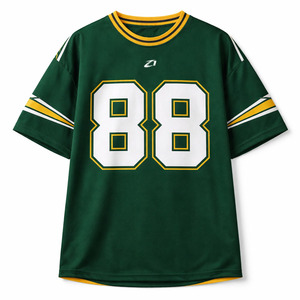 Maillot de football américain unisexe vert tendance en maille, T-shirts de sport en coton de qualité supérieure, service OEM, vente en gros, commande en gros - Product Image 4