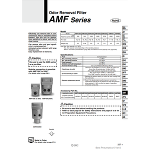 เครื่องกรองอากาศแบบนิวเมติก SMC AMF250C-03กรองกำจัดกลิ่น - Product Image 2