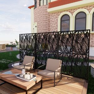 Free Standing Decorative Metal Privacy <b>Screen</b> W3.8Ft X H6Ft Indoor Outdoor Divider <b>for</b> Balcony <b>Patio</b> 6Ft High Privacy <b>Screen</b> <b>for</b> - Product Image 4