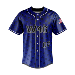 W4G Baseball Jersey Men's Short Sleeve Polka Dot Sublimated 100% <b>Polyester</b> Moisture Wicking Regular Fit All Seasons - Product Image 2