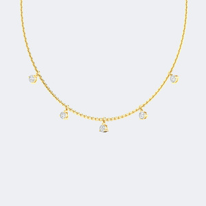 Collier pendentif en or 18 carats plaqué or, serti de diamants de laboratoire de couleur E, taille ronde, 1,00 carat total, certifié - Product Image 1