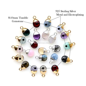 925 Sterling Silver Smooth Blue <b>Opal</b> Tumble Pendant Gold Plated DIY Charm Wholesale Jewelry Accessories - Product Image 3