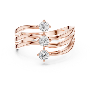 Custom Rose <b>Gold</b> Three Stone Lab Grown Diamond <b>Cocktail</b> <b>Ring</b> Fine Jewelry for Women - Product Image 2