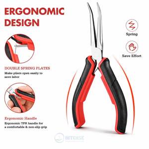 2 Piece 6 Inch Stainless Steel Mini Long Nose Bent Needle Nose <b>Pliers</b> <b>Set</b> Jewelry Making Wire Wrapping Bending Grip Tools - Product Image 2