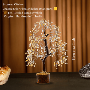 Arbre en cristal de citrine (fil d'argent) sculpté, pierres de guérison, grande décoration 7 chakras, richesse, maison, bureau - Product Image 5