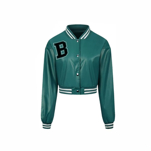 Chaqueta Varsity Roja para Mujer, de Gamuza Tejida, de Secado Rápido, con Cuello Alto y Cierre de Cremallera - Product Image 4