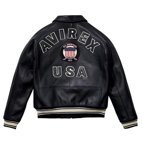 Veste en cuir pour homme Avirex, cuir de vache véritable, noir, respirant, grande taille, streetwear d'hiver - Product Image 2