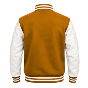 Chaqueta Clásica de Béisbol para Hombre, Estilo Letterman, Premium, con Mangas en Contraste, Cuello Acanalado a Rayas y Cierre de Broches - Product Image 2