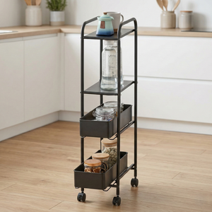 Carrito Auxiliar Metálico Moderno de 3 Niveles, Resistente y Delgado, con Ruedas y Fácil Limpieza, para Cocina y Sala de Estar, Contenedor de Alimentos - Product Image 2