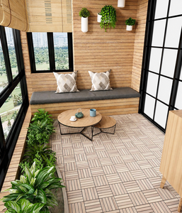 กระเบื้องพื้นระเบียงภายนอก WPC ไม้สักอะคาเซียสมัยใหม่ ขนาด 300x300 มม. แบบเคลือบน้ำมัน สีโอ๊คทองอ่อนธรรมชาติ กันลื่น รูปทรงสี่เหลี่ยม แบบประกบกัน - Product Image 3