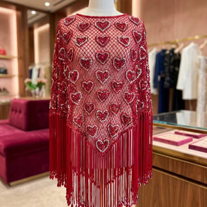 Poncho hecho a mano con cuentas y lentejuelas, proveedor mayorista, precio directo de fábrica, proveedor B2B al por mayor - Product Image 1