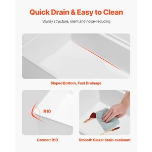 Lavello da cucina a incasso singolo da 32,5x20 pollici in argilla refrattaria, bianco, con frontale a grembiule, resistente al fuoco, per postazione di lavoro - Product Image 5