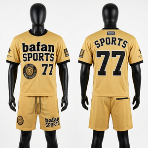 Premium 180 GSM polyester football jersey short <b>set</b> blue black panel sublimation custom logo for men's <b>set</b> - Product Image 4