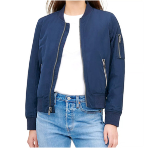 High Quality Breathable Embroidery Plus Size Dyed Long Sleeve Stand Collar Regular Full Zip Bomber <b>Jacket</b> for Women Hot Sale - Product Image 3