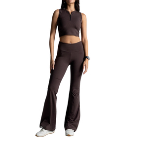 Custom Wholesale <b>Women's</b> High Waist Sports Bra <b>Flare</b> <b>Leggings</b> Set Tummy Control Cotton/Bamboo Fiber Quick Dry Breathable Yoga - Product Image 1