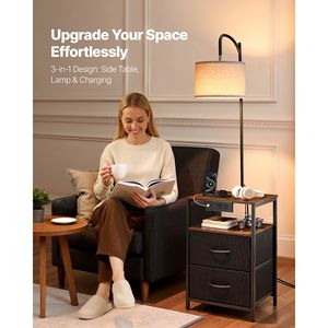 Lampada da Terra Moderna a 2 Livelli con Tavolino, 2 Cassetti, Illuminazione a 3 Temperature di Colore, Paralume in Metallo - Product Image 2