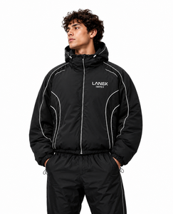 Men's Winter Stand Collar Front Logo Waterproof Lightweight Zip Streetwear Windproof Outdoor Sports Casual Jacket - Product Image 1