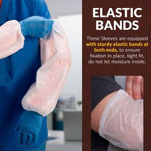 50-Pack Disposable 18' White Polyethylene <b>Arm</b> <b>Sleeves</b> 2 Mil Waterproof Protective <b>Covers</b> Elastic Ends Protective <b>Arm</b> <b>Covers</b> for - Product Image 4