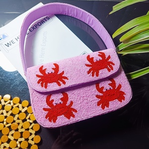 Sacs de rangement pour vêtements faits à la main, brodés de tortues marines, en coton 100% écologique et durable, avec perles violettes, pour bijoux individuels - Product Image 6