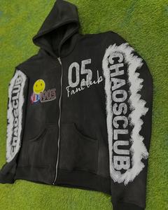 Sudadera con capucha y cremallera Chaos Club de calidad premium para hombre, 100% algodón polar, 450 GSM, venta al por mayor, personalizada - Product Image 3
