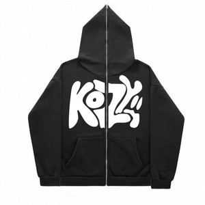 Custom Men's Red Full <b>Zip</b> <b>Hooded</b> Sweatshirt Wholesale Oversized for Graphic Fleece 350g Winter Hoodie - Product Image 3