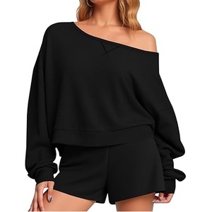 Sweat-shirts amples et respirants en molleton éponge pour femmes, style épaules dénudées, pour soirées et clubs, vente en gros - Product Image 1