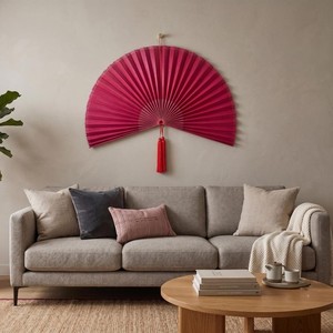 Abanico de Pared de Bambú Rosa Estilo Boho, Artesanía Tradicional Vietnamita, Adorno Decorativo para Hogar, Resort, Cafetería, Boda, Eventos - Product Image 6