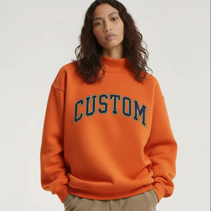 Professional Women's Winter Casual Oversized Mockneck Solid Color Fleece Sweatshirt Front Custom Logo Printed Quick Dry - Product Image 1