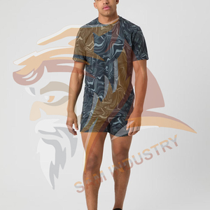Customized Sublimation Printed High Quality Cheap Price Summer Wear T Shirt and Short <b>Sets</b> Best Selling Men <b>Twin</b> <b>Set</b> - Product Image 3