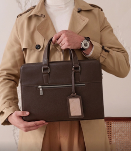 Beena's Genuine Leather <b>Laptop</b> Briefcase <b>for</b> <b>Men</b> Classic Soft <b>Bag</b> Large Capacity Vintage Work Design Durable Brown Zipper - Product Image 6