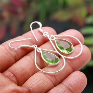 Boucles d'oreilles en améthyste verte, argent sterling 925, pierre précieuse naturelle, bijoux faits à la main pour femmes, vente en gros - Product Image 3