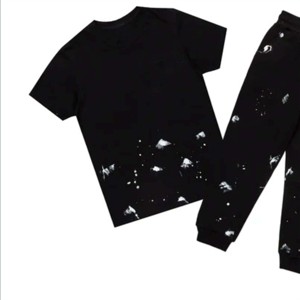 Unisex Custom Color High Quality School Clothes Cotton Knit T-Shirt and Jogger <b>Pants</b> Set for Children All Seasons - Product Image 5