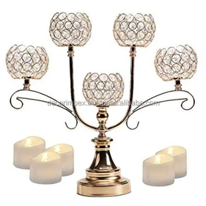Style Rosdorf Crystal 5 Arm <b>Silver</b> Sparkling Beaded Candelabra work Crystal <b>Candle</b> <b>Holder</b> - Product Image 3
