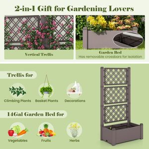 Self-Watering Outdoor Raised Garden Bed Trellis with Water Level Indicator <b>Planter</b> <b>Box</b> for Flowers & Plants - Product Image 5