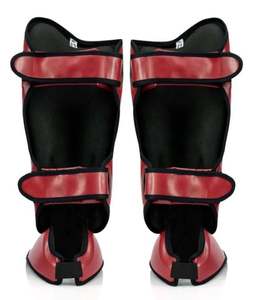 Protège-tibias en cuir pour Muay Thai et Boxe – Protection personnalisée des jambes avec fermeture auto-agrippante pour le sport - Product Image 2