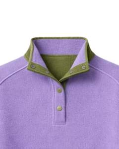 Sweat-shirt d'hiver surdimensionné en polaire pour femme, lavande et olive, avec col à boutons-pression et poche kangourou, style fabricant personnalisé - Product Image 5