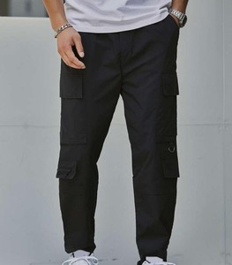 Pantalon cargo pour homme, taille élastique, imperméable, en velours côtelé, jambes larges, poches à rabat - Product Image 4